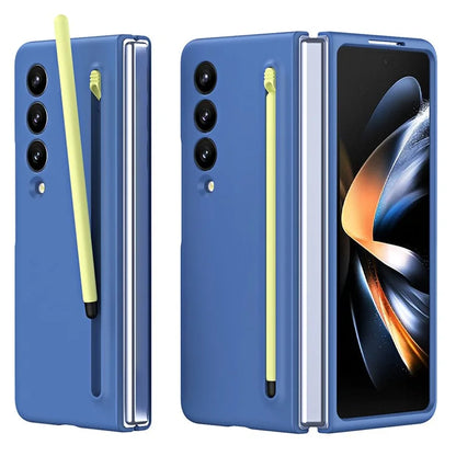 For Samsung Galaxy Z Fold3 5G Case Folding Phone Cover with Stylus Pen and Tempered Glass Screen Film