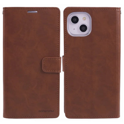 MERCURY GOOSPERY Blue Moon for iPhone 15 Plus Case PU Leather Cover Flip Shell