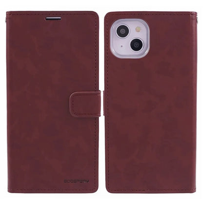 MERCURY GOOSPERY Blue Moon for iPhone 15 Plus Case PU Leather Cover Flip Shell