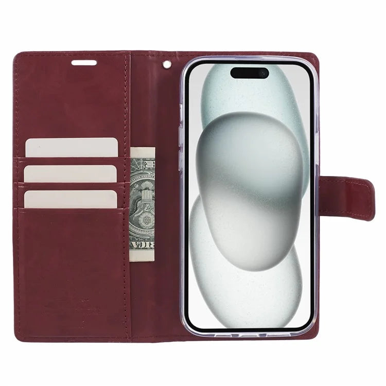 MERCURY GOOSPERY Blue Moon for iPhone 15 Plus Case PU Leather Cover Flip Shell