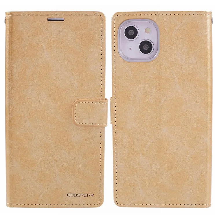 MERCURY GOOSPERY Blue Moon for iPhone 15 Plus Case PU Leather Cover Flip Shell