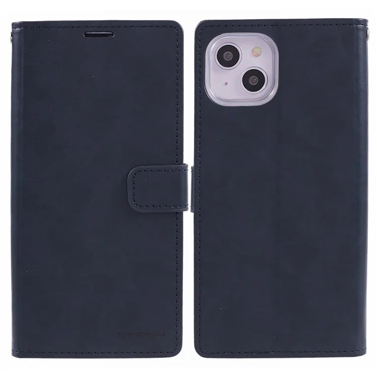 MERCURY GOOSPERY Blue Moon for iPhone 15 Plus Case PU Leather Cover Flip Shell