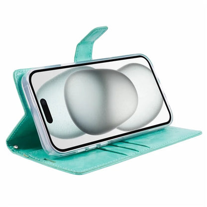 MERCURY GOOSPERY Blue Moon for iPhone 15 Plus Case PU Leather Cover Flip Shell