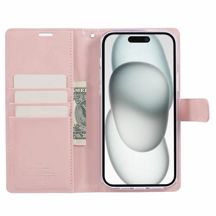MERCURY GOOSPERY Blue Moon for iPhone 15 Case Drop Proof PU Leather Cover