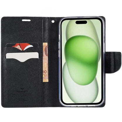 MERCURY GOOSPERY For iPhone 15 Plus Case Splicing Color Wallet Stand Leather Cover