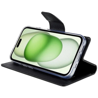 MERCURY GOOSPERY For iPhone 15 Plus Case Splicing Color Wallet Stand Leather Cover