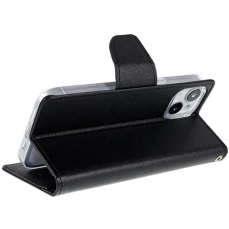 MERCURY GOOSPERY For iPhone 15 Plus Case Splicing Color Wallet Stand Leather Cover