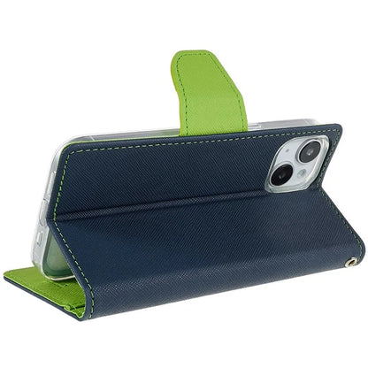 MERCURY GOOSPERY For iPhone 15 Plus Case Splicing Color Wallet Stand Leather Cover