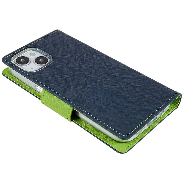 MERCURY GOOSPERY For iPhone 15 Plus Case Splicing Color Wallet Stand Leather Cover