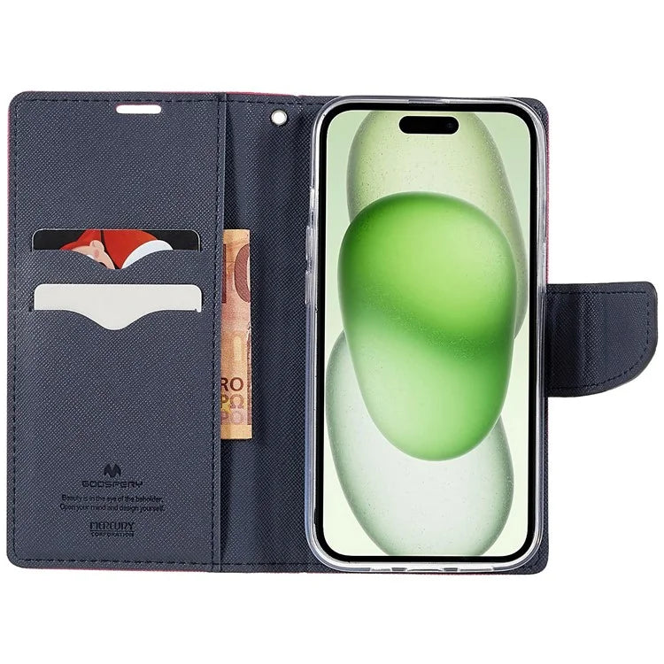 MERCURY GOOSPERY For iPhone 15 Plus Case Splicing Color Wallet Stand Leather Cover