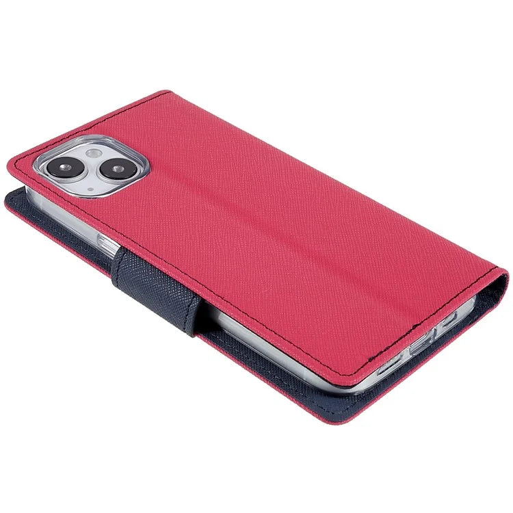 MERCURY GOOSPERY For iPhone 15 Plus Case Splicing Color Wallet Stand Leather Cover