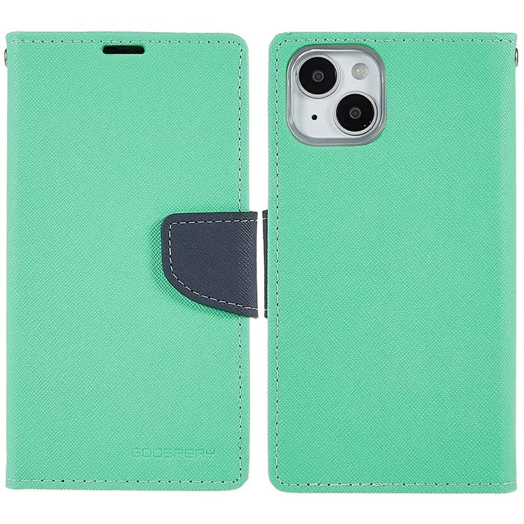 MERCURY GOOSPERY For iPhone 15 Plus Case Splicing Color Wallet Stand Leather Cover