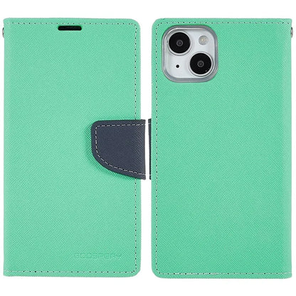MERCURY GOOSPERY For iPhone 15 Plus Case Splicing Color Wallet Stand Leather Cover