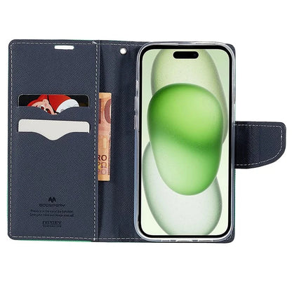 MERCURY GOOSPERY For iPhone 15 Plus Case Splicing Color Wallet Stand Leather Cover