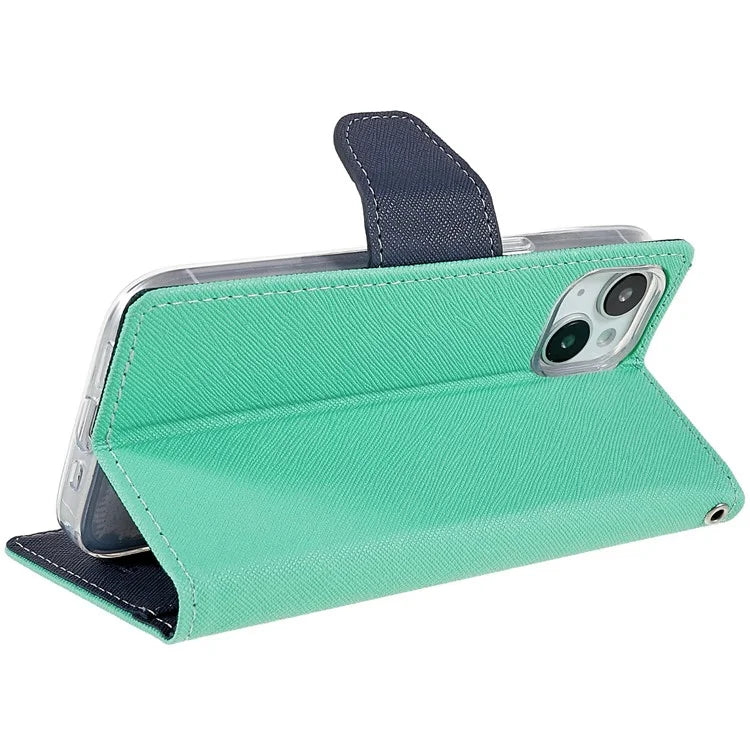 MERCURY GOOSPERY For iPhone 15 Plus Case Splicing Color Wallet Stand Leather Cover
