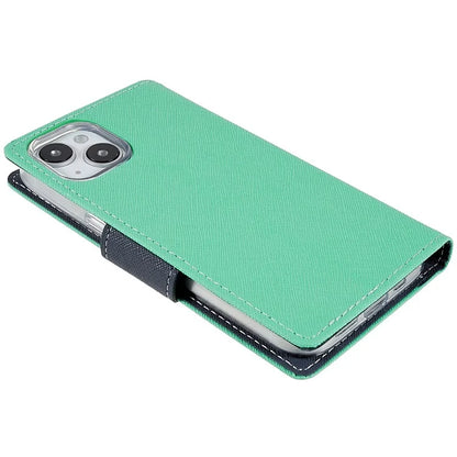 MERCURY GOOSPERY For iPhone 15 Plus Case Splicing Color Wallet Stand Leather Cover