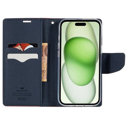 MERCURY GOOSPERY For iPhone 15 Plus Case Splicing Color Wallet Stand Leather Cover