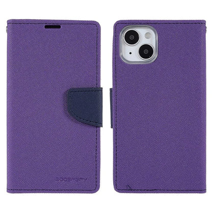 MERCURY GOOSPERY For iPhone 15 Plus Case Splicing Color Wallet Stand Leather Cover