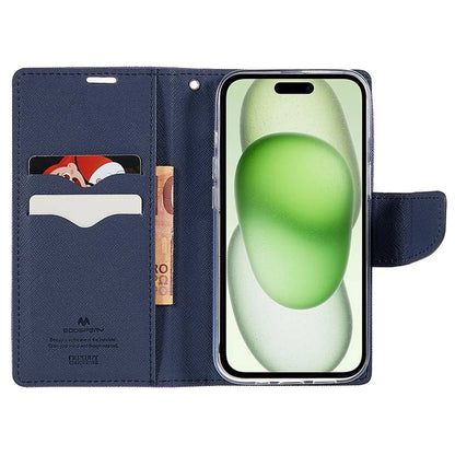 MERCURY GOOSPERY For iPhone 15 Plus Case Splicing Color Wallet Stand Leather Cover