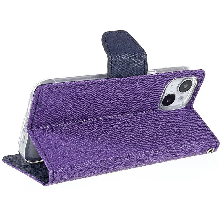 MERCURY GOOSPERY For iPhone 15 Plus Case Splicing Color Wallet Stand Leather Cover
