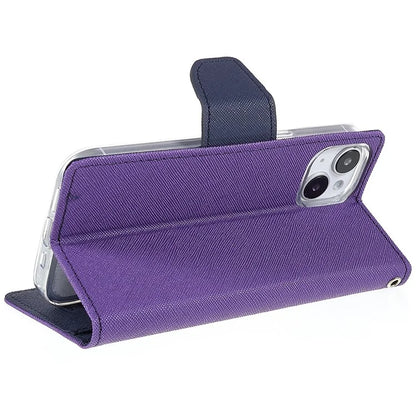 MERCURY GOOSPERY For iPhone 15 Plus Case Splicing Color Wallet Stand Leather Cover