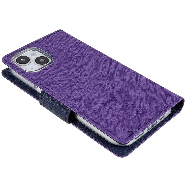 MERCURY GOOSPERY For iPhone 15 Plus Case Splicing Color Wallet Stand Leather Cover