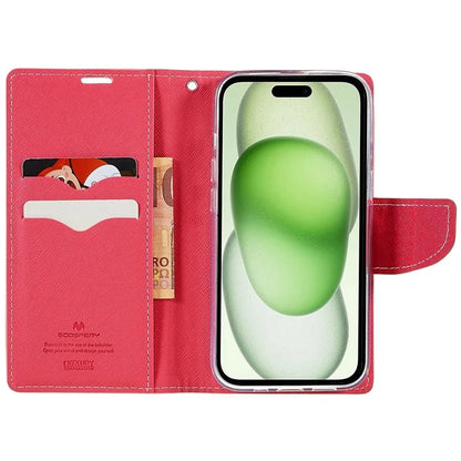 MERCURY GOOSPERY For iPhone 15 Plus Case Splicing Color Wallet Stand Leather Cover