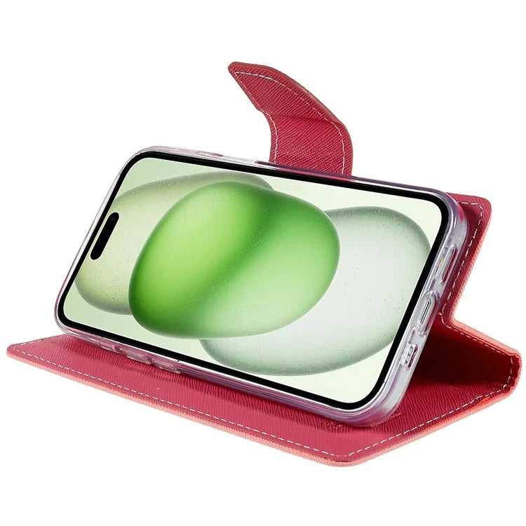MERCURY GOOSPERY For iPhone 15 Plus Case Splicing Color Wallet Stand Leather Cover