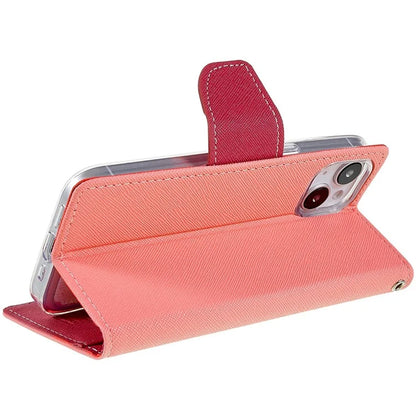 MERCURY GOOSPERY For iPhone 15 Plus Case Splicing Color Wallet Stand Leather Cover