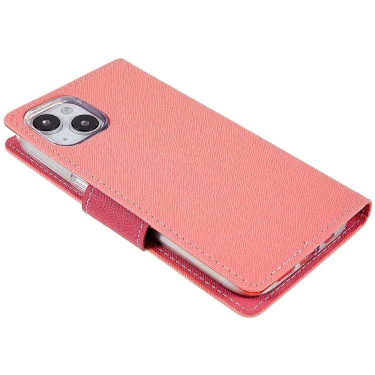 MERCURY GOOSPERY For iPhone 15 Plus Case Splicing Color Wallet Stand Leather Cover