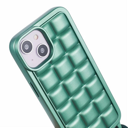 For iPhone 15 Case Rugged Grid TPU Phone Cover with Shoulder Strap