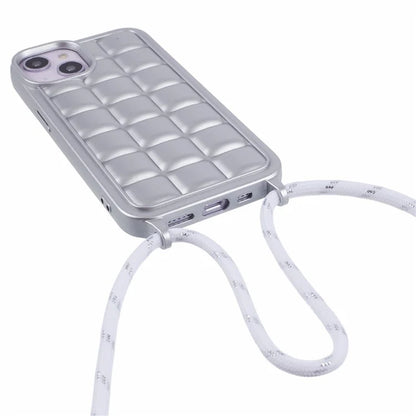 For iPhone 15 Case Rugged Grid TPU Phone Cover with Shoulder Strap