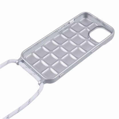 For iPhone 15 Case Rugged Grid TPU Phone Cover with Shoulder Strap