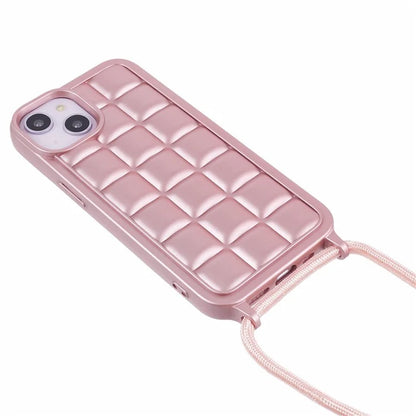For iPhone 15 Case Rugged Grid TPU Phone Cover with Shoulder Strap