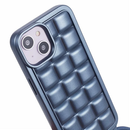For iPhone 15 Case Rugged Grid TPU Phone Cover with Shoulder Strap