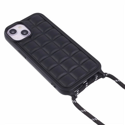For iPhone 15 Case Rugged Grid TPU Phone Cover with Shoulder Strap