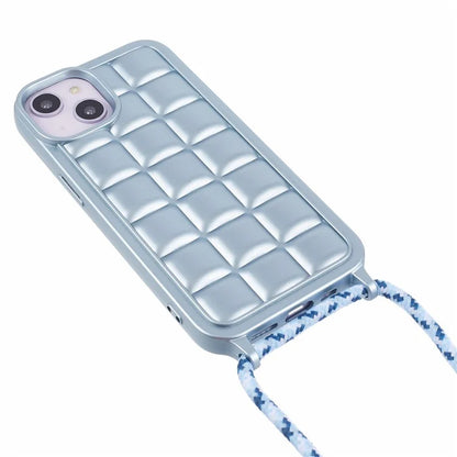 For iPhone 15 Case Rugged Grid TPU Phone Cover with Shoulder Strap