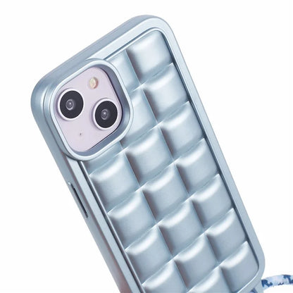 For iPhone 15 Case Rugged Grid TPU Phone Cover with Shoulder Strap