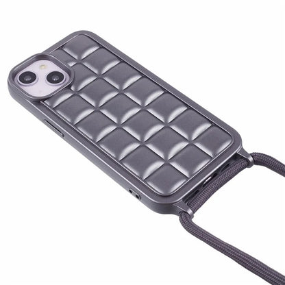 For iPhone 15 Case Rugged Grid TPU Phone Cover with Shoulder Strap