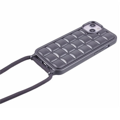 For iPhone 15 Case Rugged Grid TPU Phone Cover with Shoulder Strap