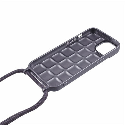 For iPhone 15 Case Rugged Grid TPU Phone Cover with Shoulder Strap