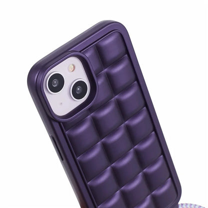 For iPhone 15 Case Rugged Grid TPU Phone Cover with Shoulder Strap