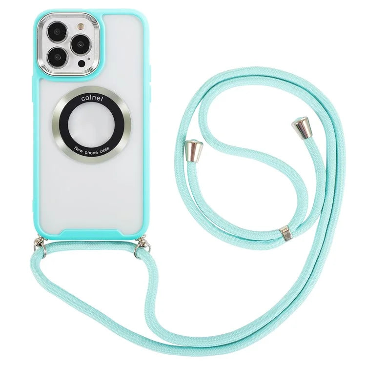 For iPhone 15 Pro Max Case TPU + Acrylic Clear Phone Cover with Lanyard