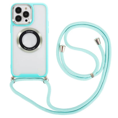For iPhone 15 Pro Max Case TPU + Acrylic Clear Phone Cover with Lanyard