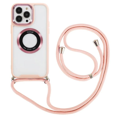 For iPhone 15 Pro Max Case TPU + Acrylic Clear Phone Cover with Lanyard