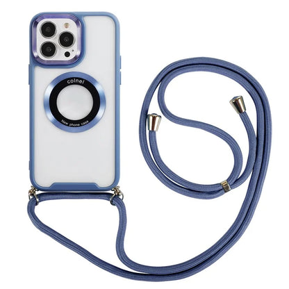 For iPhone 15 Pro Max Case TPU + Acrylic Clear Phone Cover with Lanyard