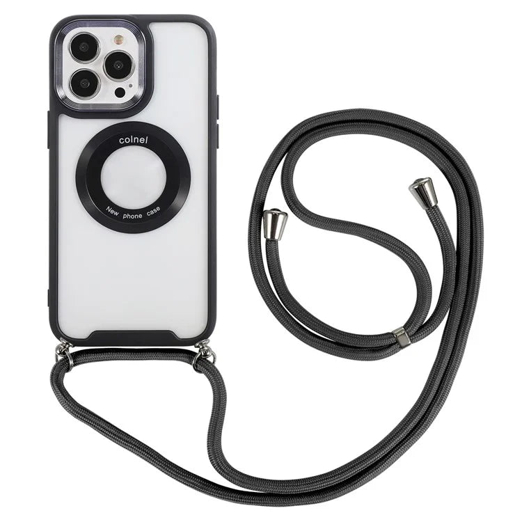 For iPhone 15 Pro Max Case TPU + Acrylic Clear Phone Cover with Lanyard