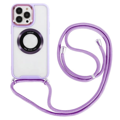 For iPhone 15 Pro Max Case TPU + Acrylic Clear Phone Cover with Lanyard