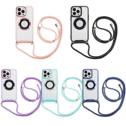 For iPhone 15 Pro Max Case TPU + Acrylic Clear Phone Cover with Lanyard