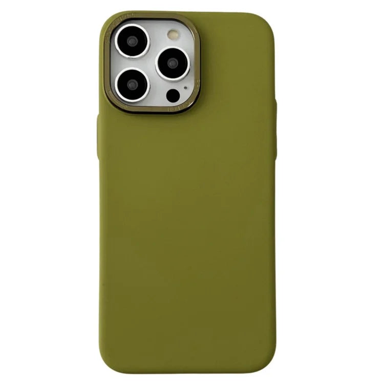 For iPhone 15 Pro Max Phone Case Matte PC Metal Lens Frame Shockproof Cover